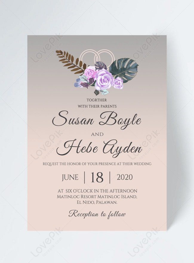 Simple modern pink gradient background wedding ring elements wedding  invitation template image_picture free download 