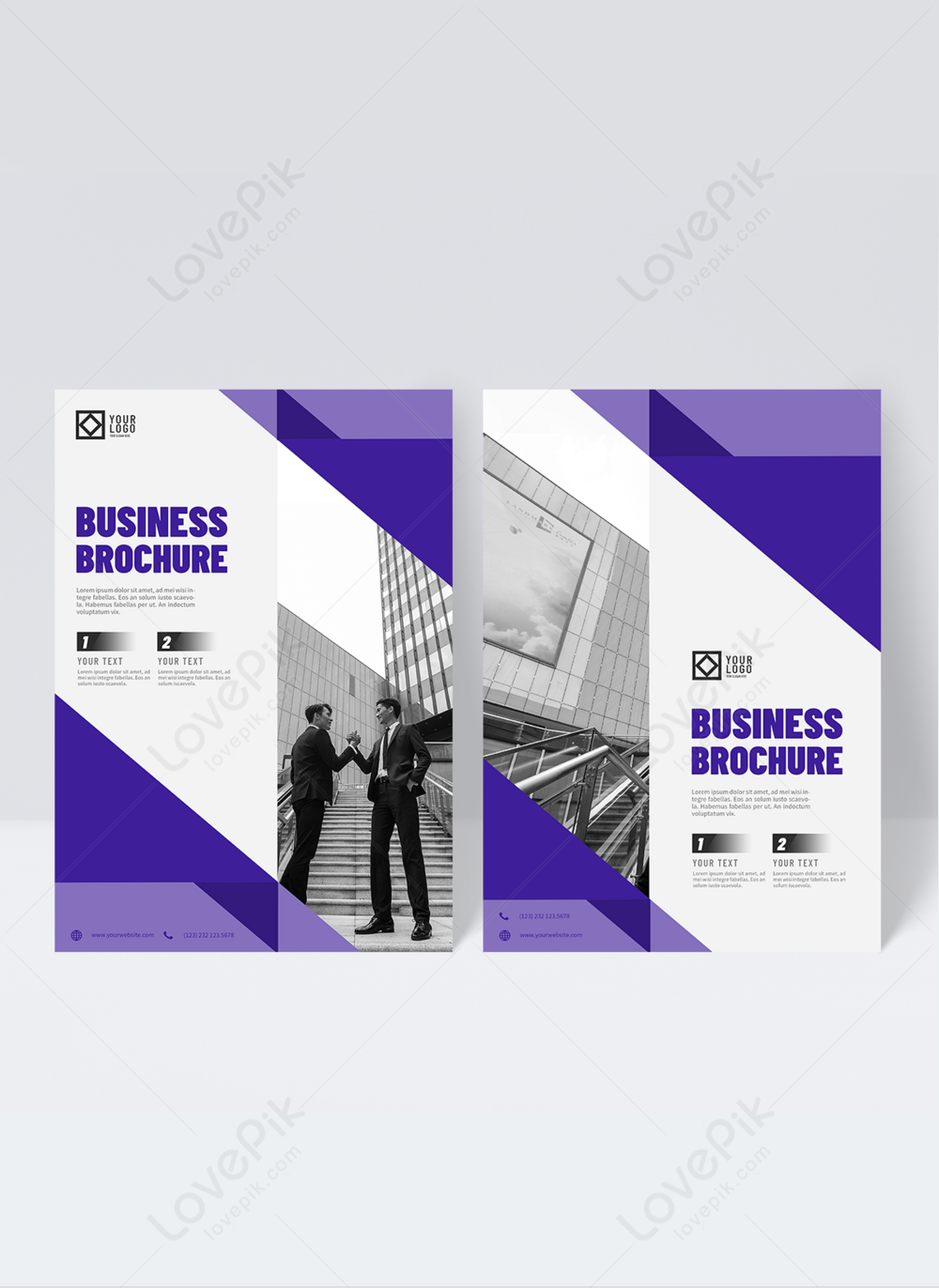 Blue business origami style flyer template image_picture free download ...