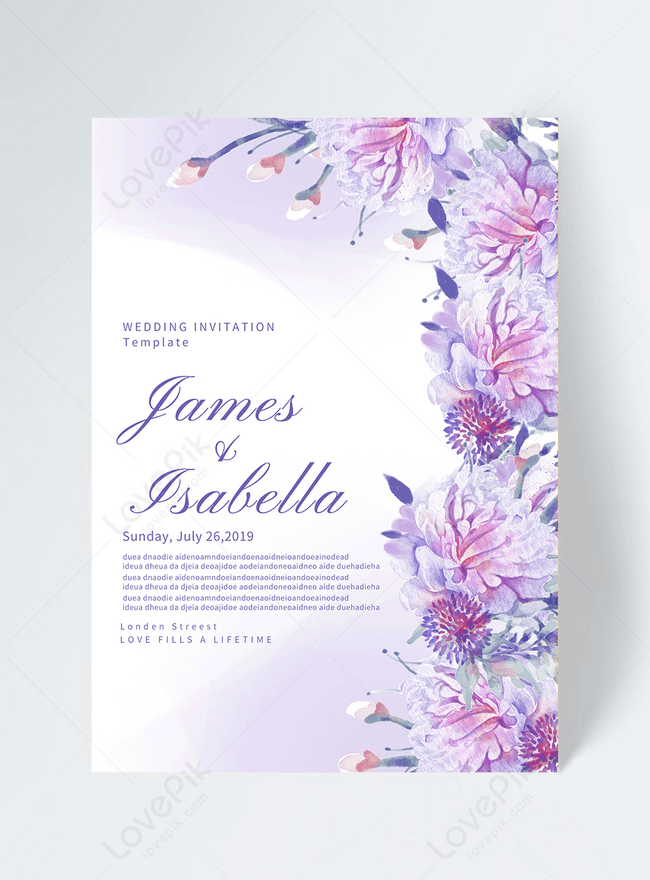 Invitación De Boda Acuarela Flores Moradas | Descarga Plantilla de diseño  PSD Gratuita - Lovepik
