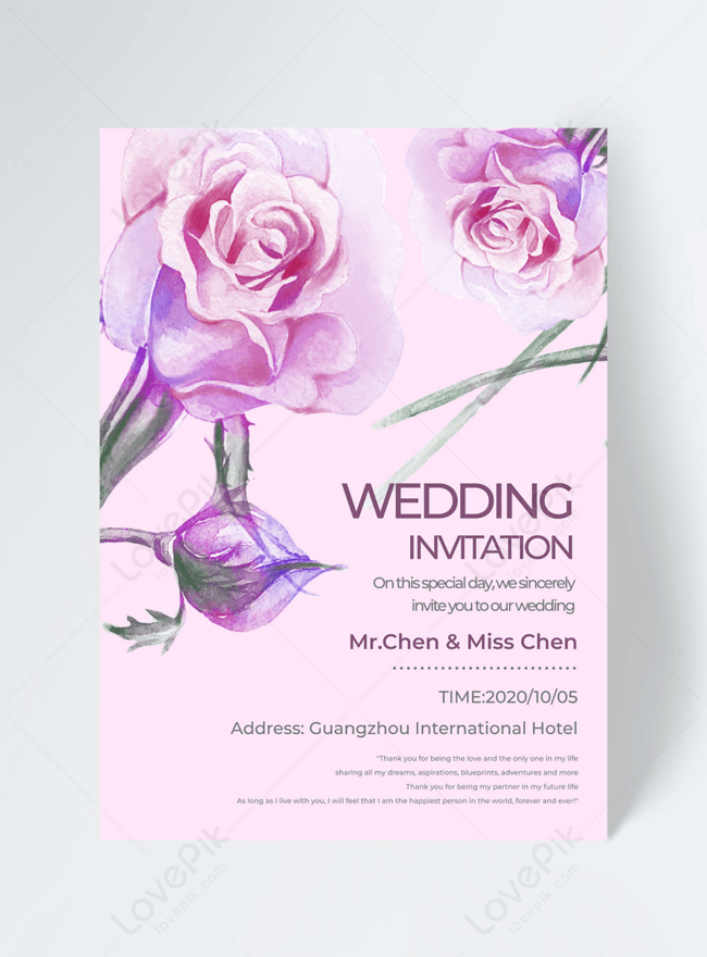 Purple flowers wedding invitation design template image_picture free  download 