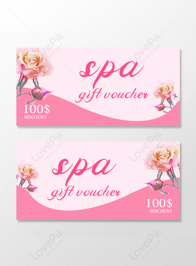 Pink Flower Pink Background Spa Coupon Template, discounts templates, flowers templates, gift certificates