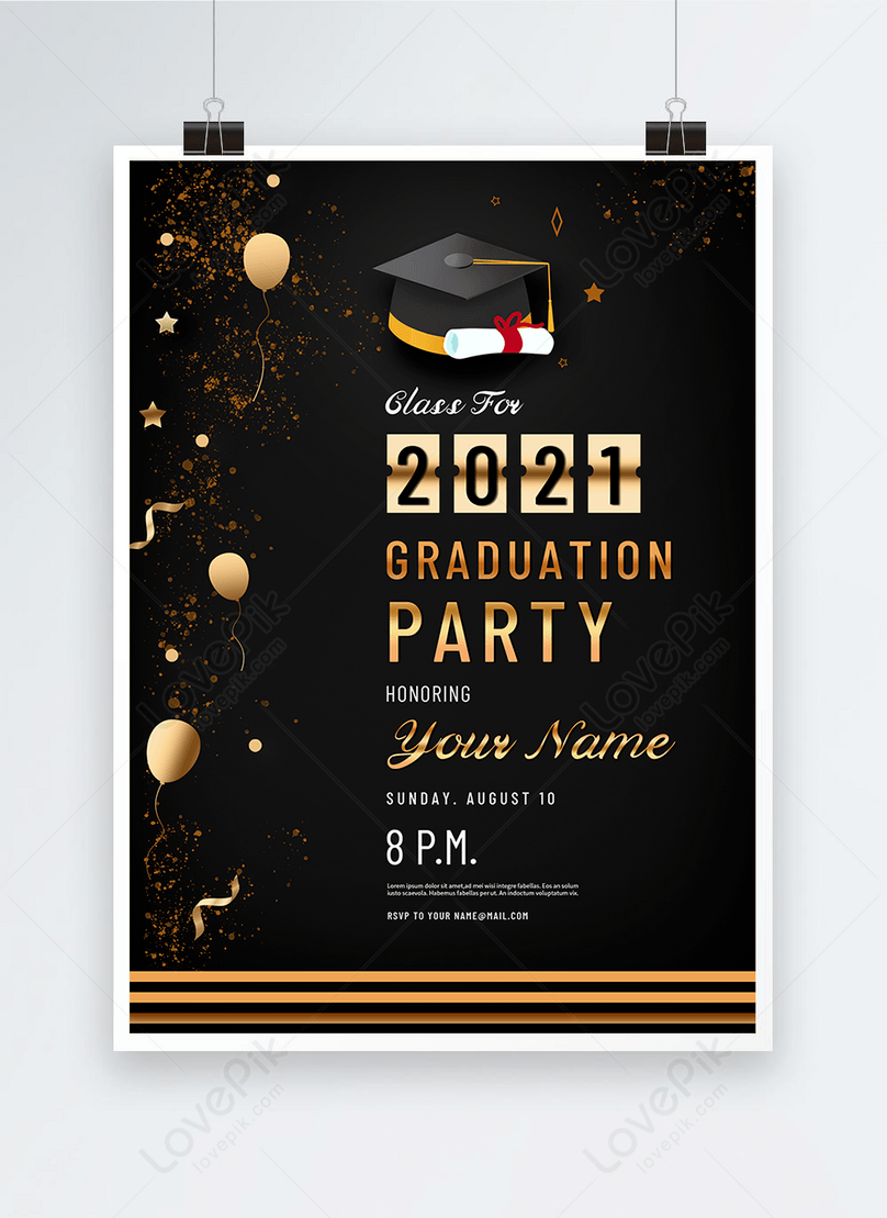 Black gold luxury 30 graduation ceremony invitation letter