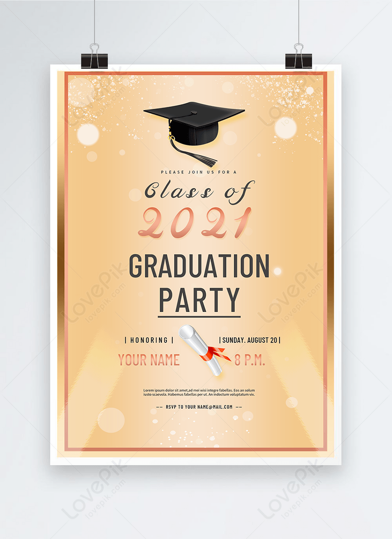 Golden 23 graduation ceremony invitation template image_picture Throughout Graduation Party Flyer Template