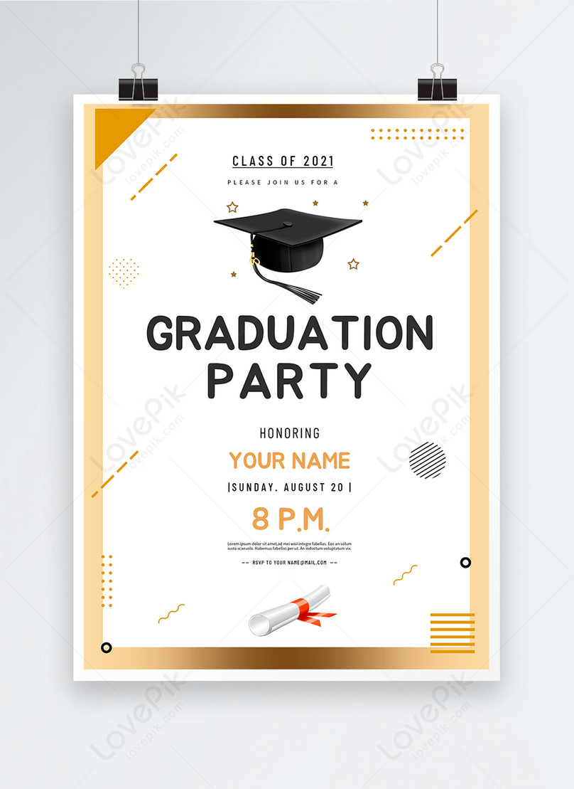 Golden Geometric Elements 2021 Graduation Ceremony Invitation Template Image Picture Free Download 465502890 Lovepik Com