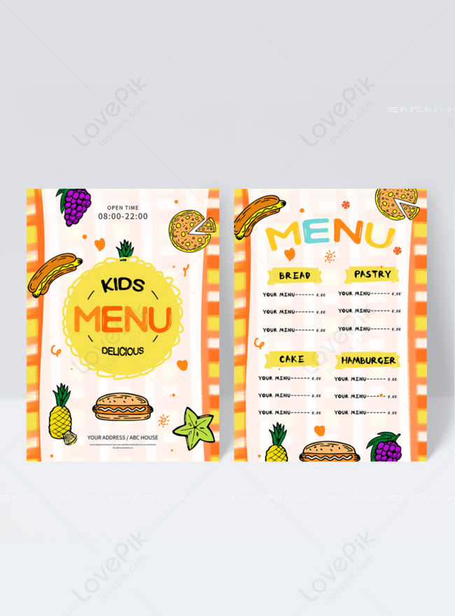 Bạn muốn thiết kế thẻ menu đồ ăn dễ thương cho quán của mình? Đây là ý tưởng tuyệt vời dành cho bạn! Với hình ảnh các món ăn được vẽ đáng yêu và màu sắc hài hòa, chúng sẽ đem lại cho khách hàng của bạn một cảm giác thoải mái và ấm áp. Click vào hình để thu thập ý tưởng và bắt đầu thiết kế ngay đi nhé! 