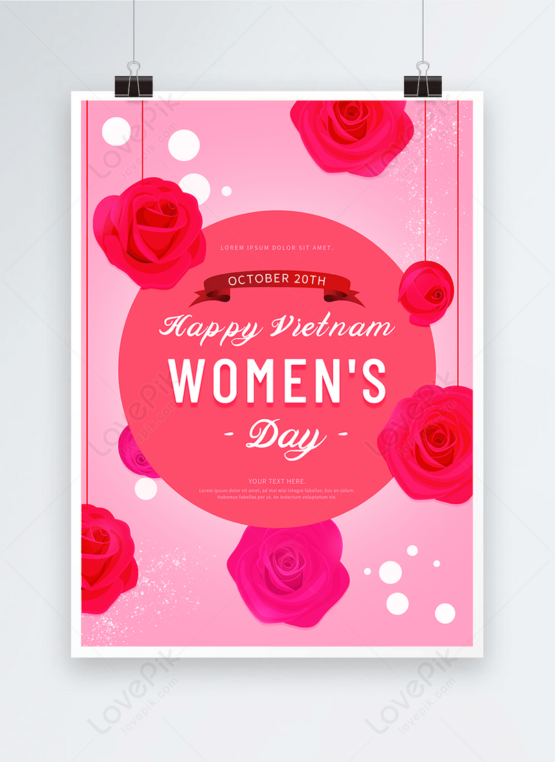 Warm red rose vietnamese womens day poster template image_picture ...
