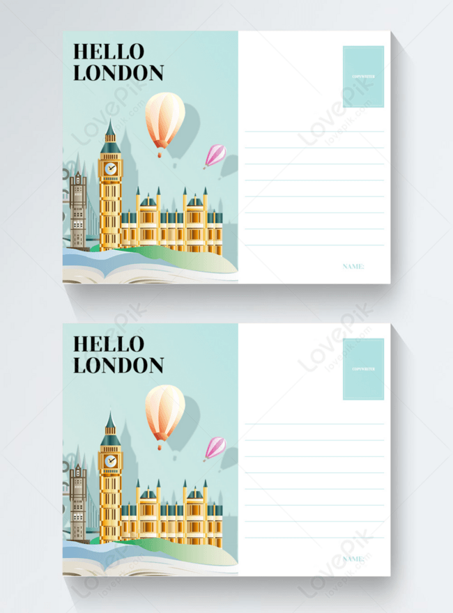 Simple color london travel colorful balloons uk postcard greeting card ...