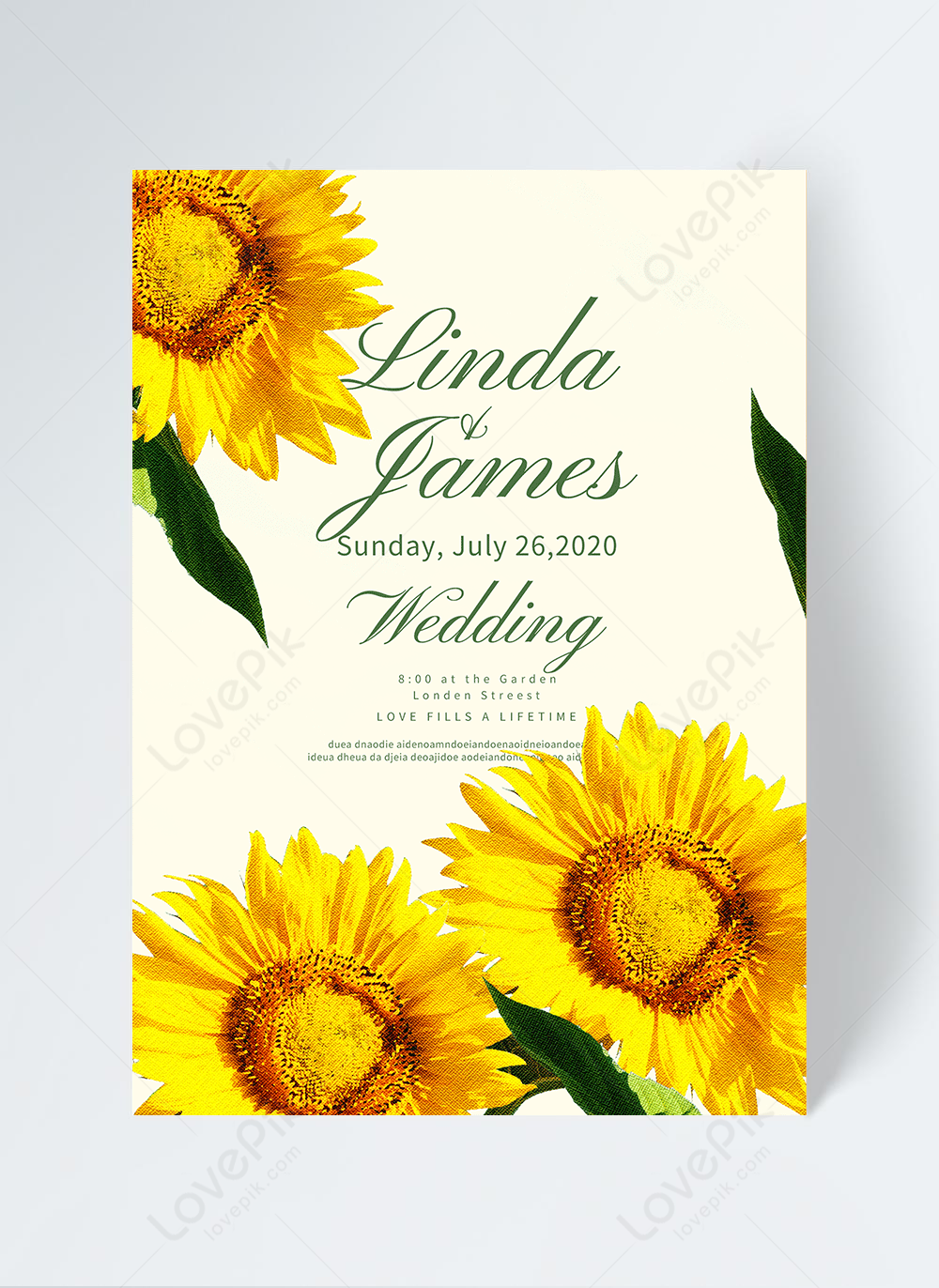 sunflower flower element wedding invitation template image_picture