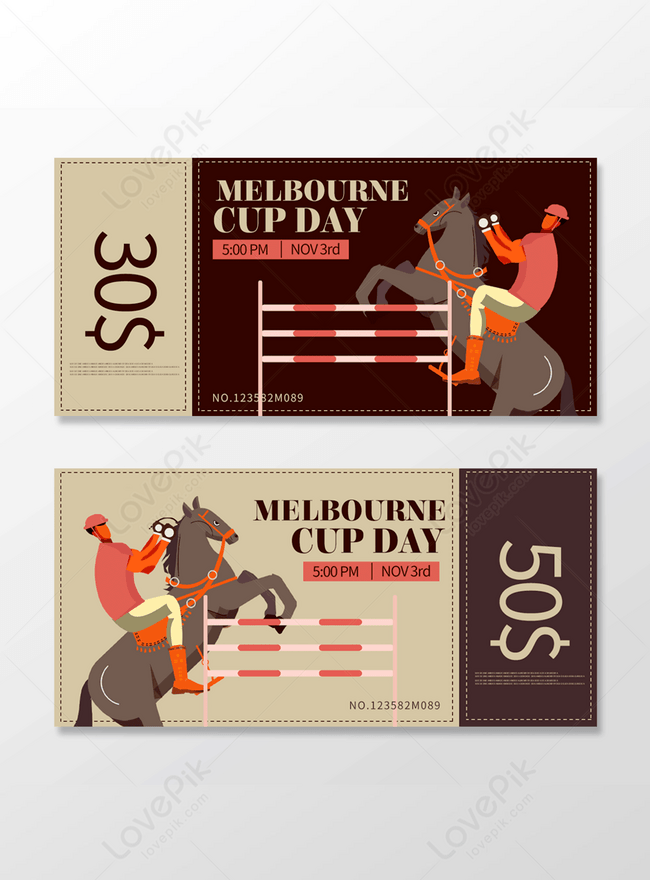 Vector melbourne cup admission ticket template image_picture free