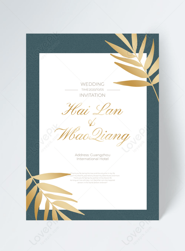 Những đường vàng lấp lánh trên nền đen tạo nên một mẫu thiệp cưới đẹp và lãng mạn. Làm cho ngày cưới của bạn trở thành một sự kiện đáng nhớ với thiết kế thiệp cưới độc đáo này.