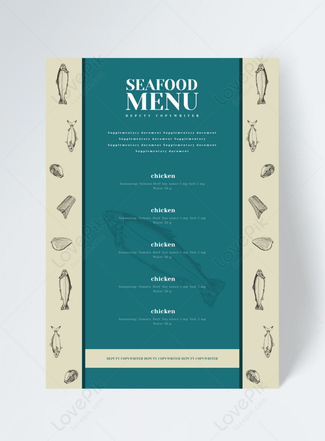 Fashion Exquisite Blue Ocean Fish Underwater World Restaurant Menu Flyer Template, fashion menu, exquisite menu, blue background menu