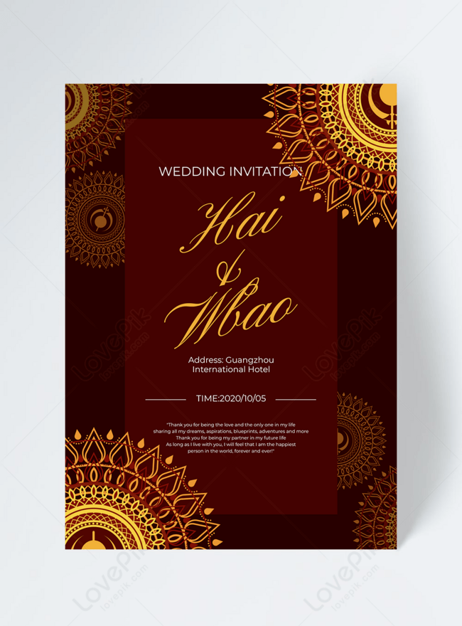 Indian wedding invitation with mandala elements on dark background template  image_picture free download 