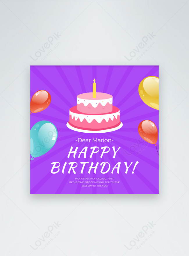 Purple cartoon instagram birthday post template image_picture free download  