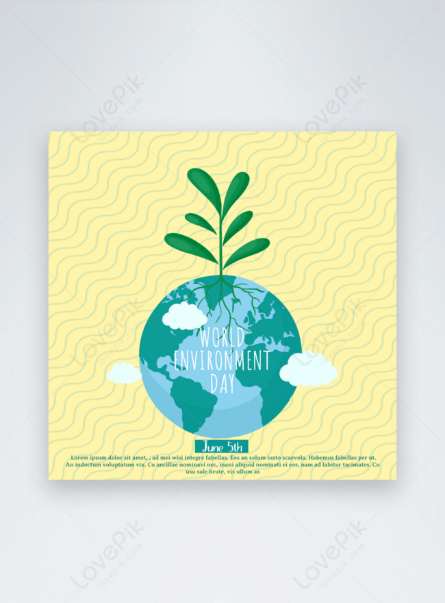 Plantilla De Vacaciones Del Día Mundial Del Medio Ambiente Amarillo De  Dibujos Animados | Descarga Plantilla de diseño PSD Gratuita - Lovepik