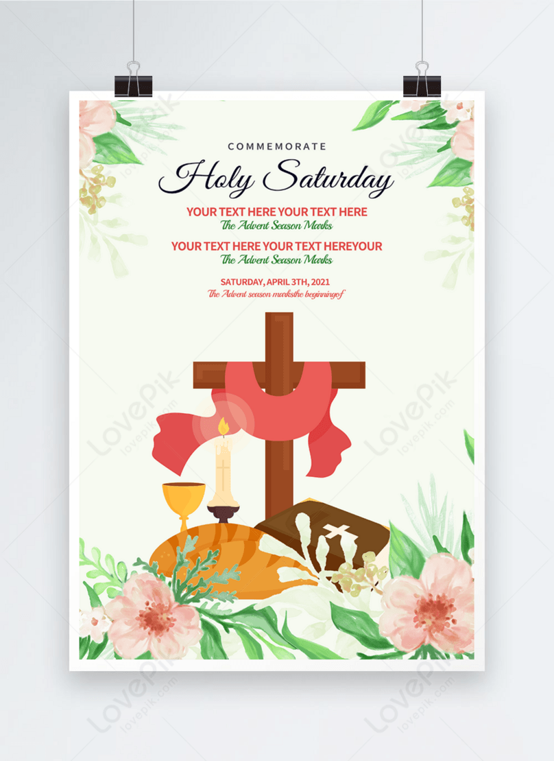 Fresh style floral elements holy saturday holiday poster template ...