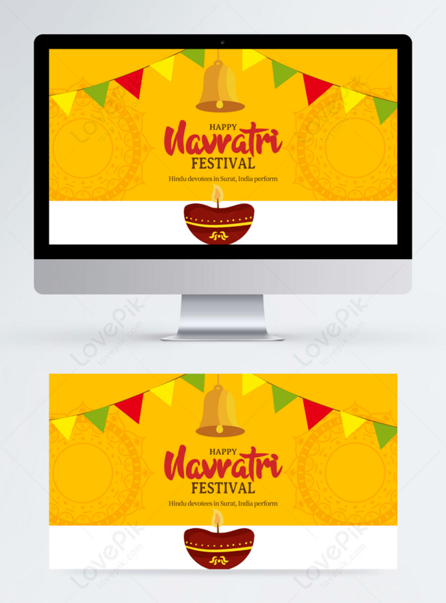 Fashion yellow print background navratri celebrate holiday banner template  image_picture free download 
