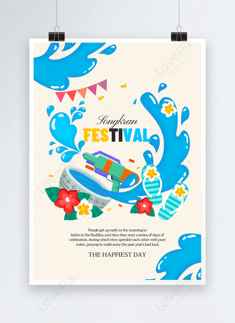 Cartoon Style Thailand Songkran Festival Poster Design Template Image Picture Free Download