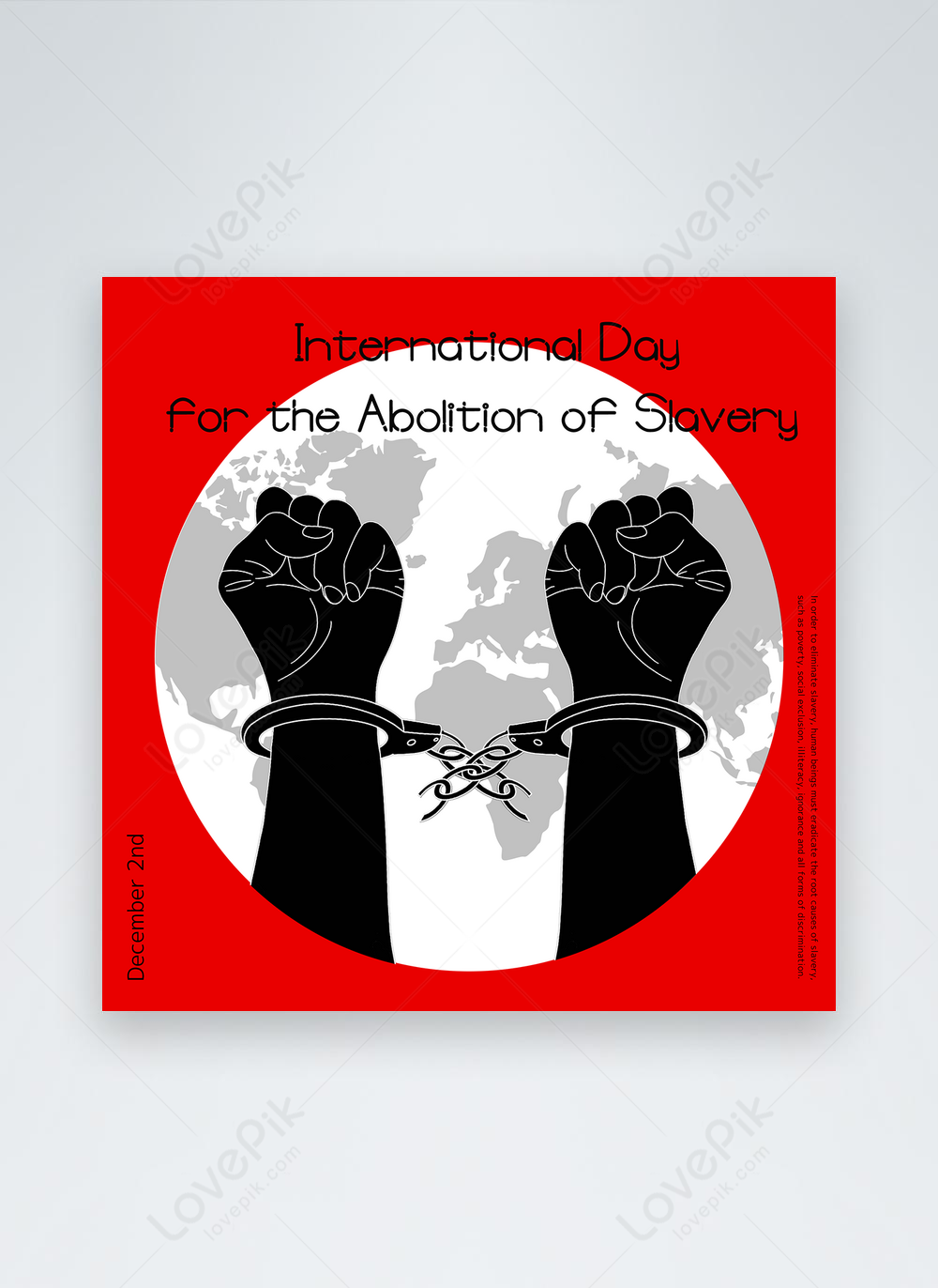 Creatively broken handcuffs international day for the abolition of