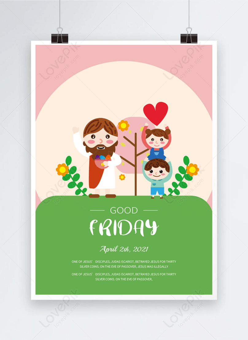 Geometric background cute cartoon jesus and good friday holiday poster  template image_picture free download 