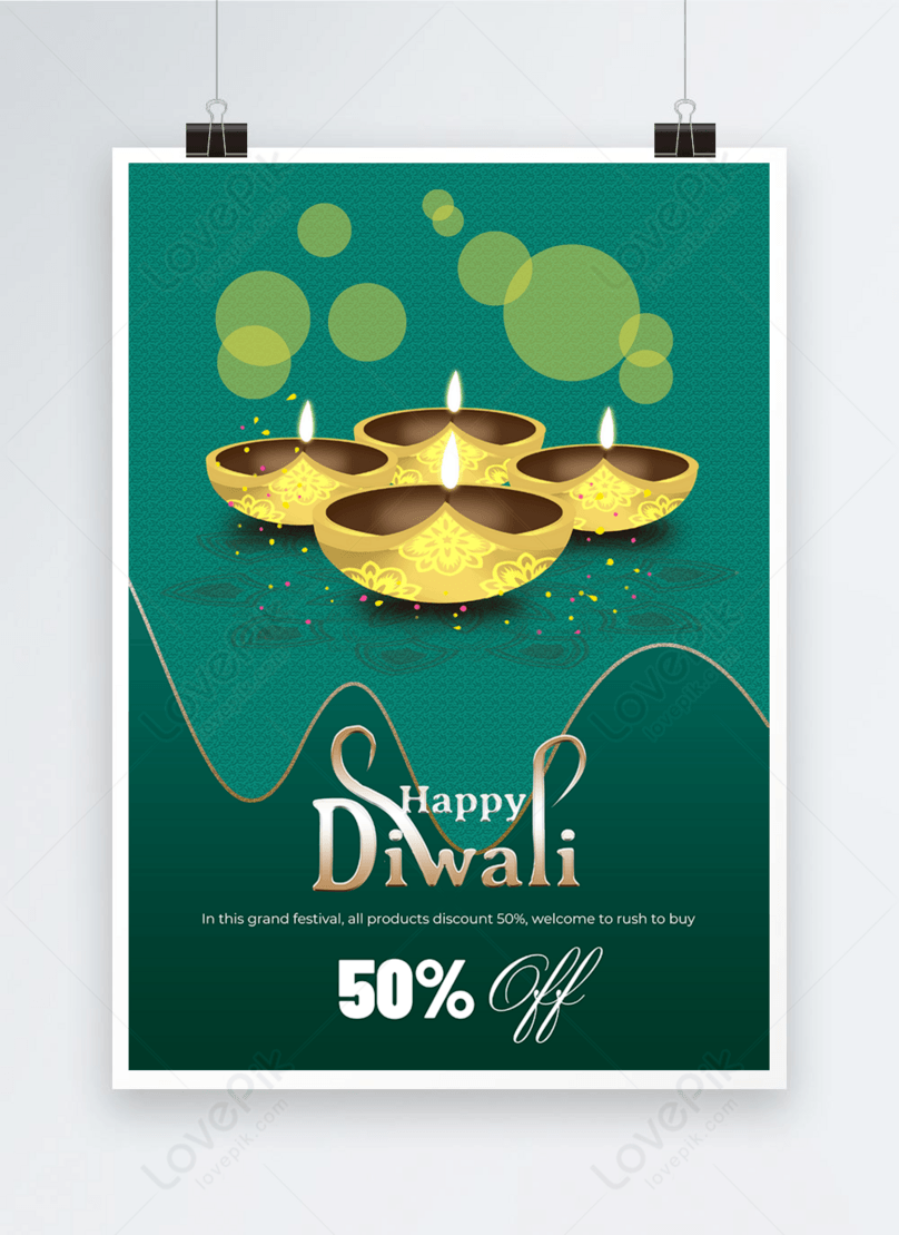 Green background indian diwali festival promotion poster template  image_picture free download 