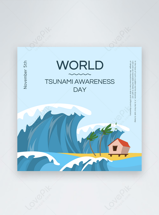 Hand drawn cartoon natural disaster world tsunami awareness day festival  social media post template image_picture free download 