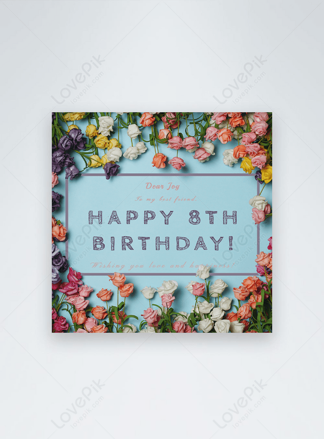 Simple Blue Birthday Wishes Flowers