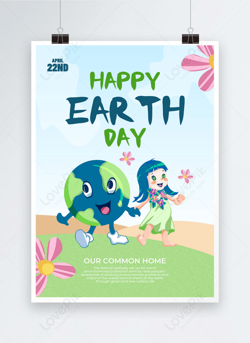 Hand drawn cartoon style earth day poster template image_picture free  download 