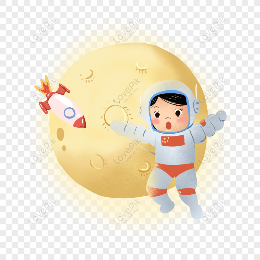 人間の月の日のかわいいイラストスペース宇宙飛行士オリジナルの商業要素 Png Psd無料画像ダウンロード 素材サイズ00 00px Id Lovepik