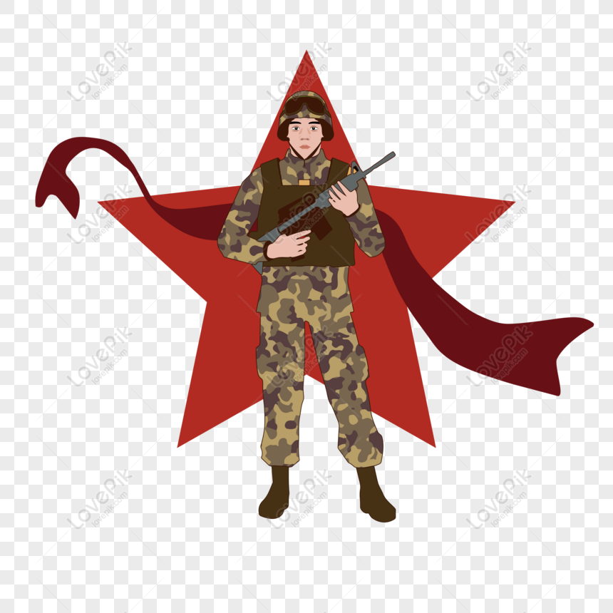Free Simple Flat Cartoon Army Festival Army Soldier Character Element PNG  White Transparent PNG & AI image download - Lovepik