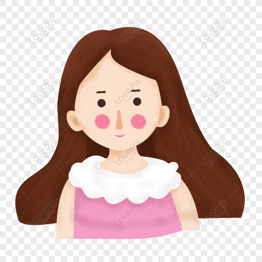 Free Cartoon Cute Girl Avatar Elements PNG White Transparent PNG & PSD ...