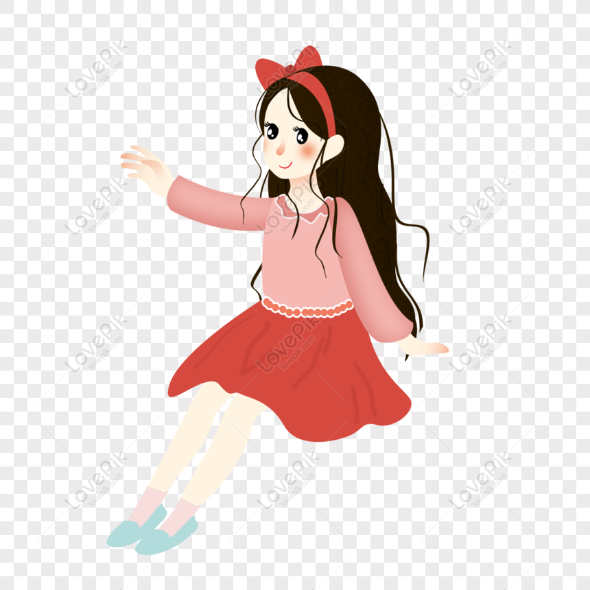 Free Cute Cartoon Girl Illustration Elements PNG Free Download PNG ...