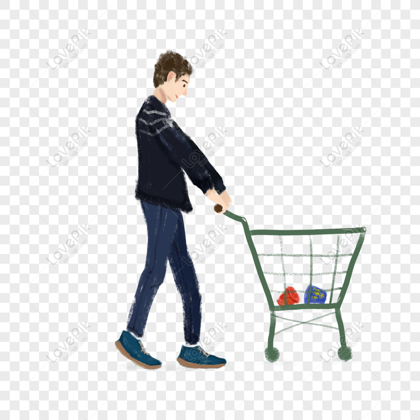 man pushing cart png