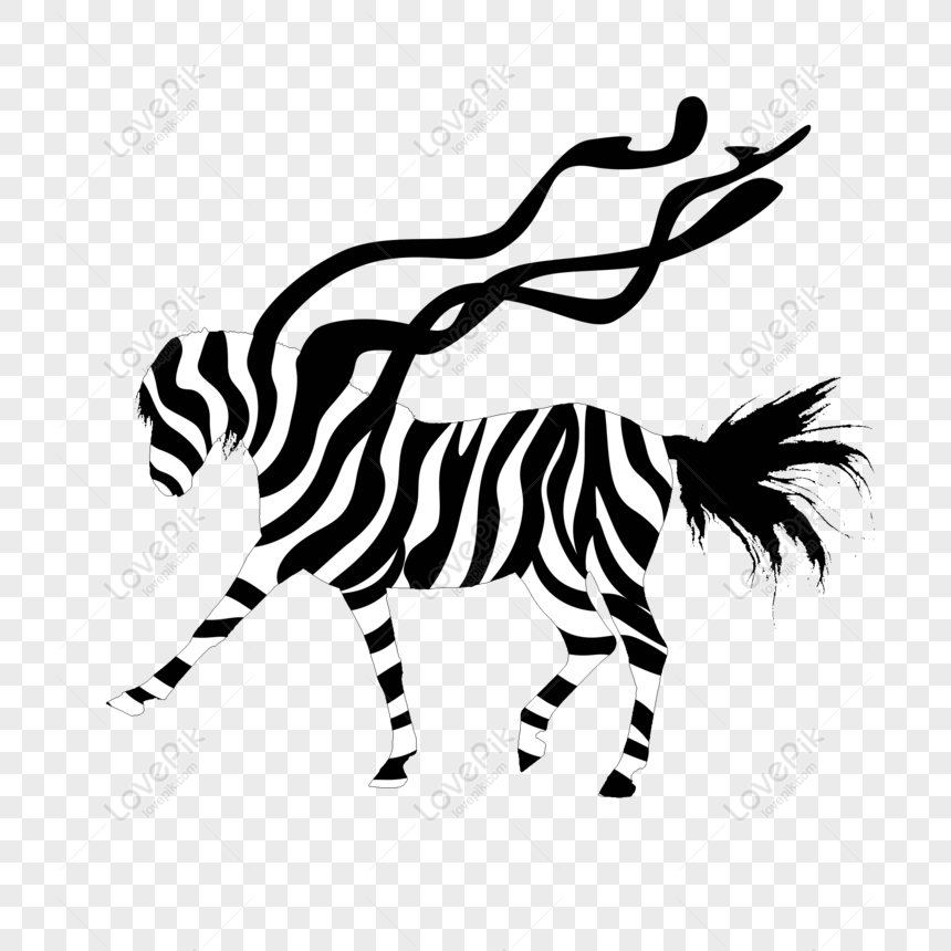 Gratis Ilustrasi Zebra Hitam Dekoratif Yang Digambar Tangan