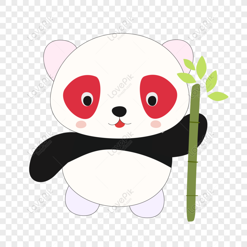 Free Colorful Bear Holding Bamboo PNG Transparent PNG & AI image ...