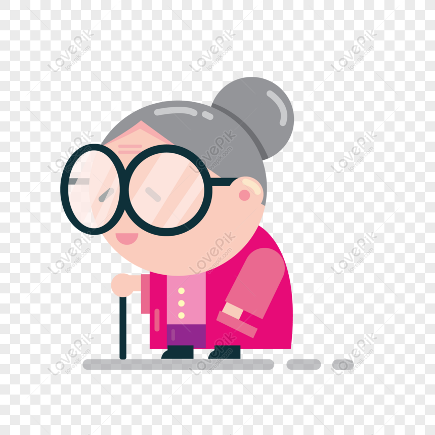 Free Cartoon Hand Drawn Column Old Lady With Crutches Vector PNG Picture  PNG & AI image download - Lovepik