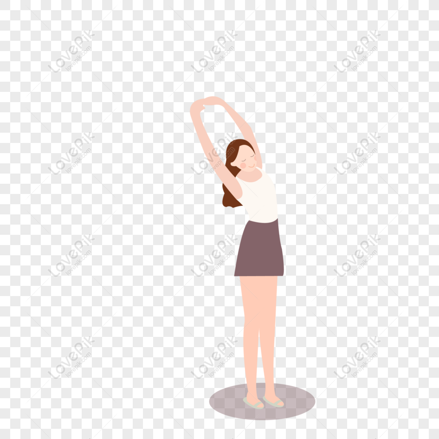 Free Cartoon Hand Drawn Girl Stretching Out Vector PNG Image PNG & AI image  download - Lovepik