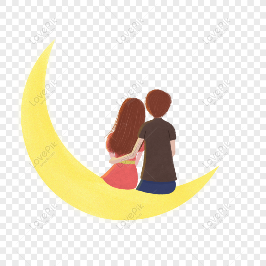 Free Couple Elements On The Moon PNG White Transparent PNG & PSD image ...