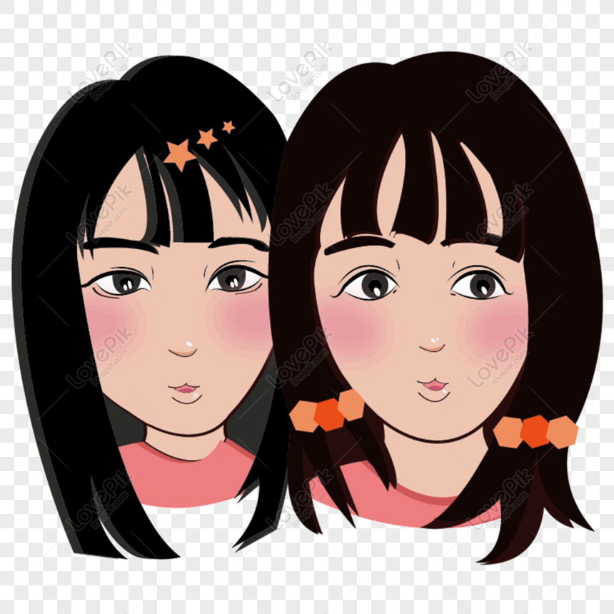 Free Cartoon Cute Twin Girls Material PNG Hd Transparent Image PNG & PSD  image download - Lovepik