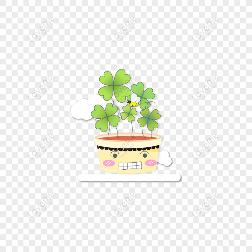 Free Four Leaf Clover Plant Illustration Cute Cute Sprout PNG ...