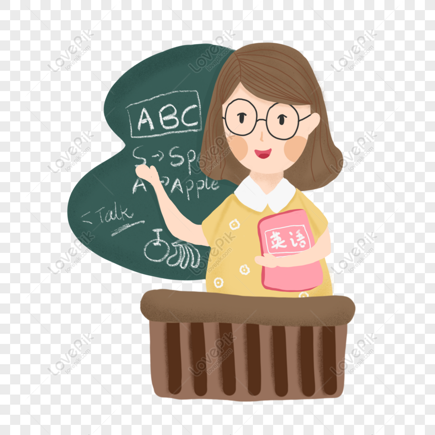 Free Teachers Day English Teacher Character Elements PNG Free Download ...