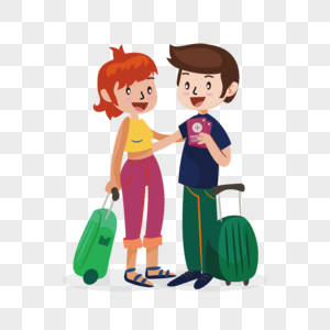 Cartoon cute couple travel out vector elements, Travel, cartoon, couple png image