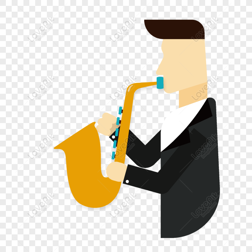 Hình ảnh Cartoon Phẳng Thổi Saxophone Nam Yếu Tố Vector PNG Miễn Phí Tải Về  - Lovepik