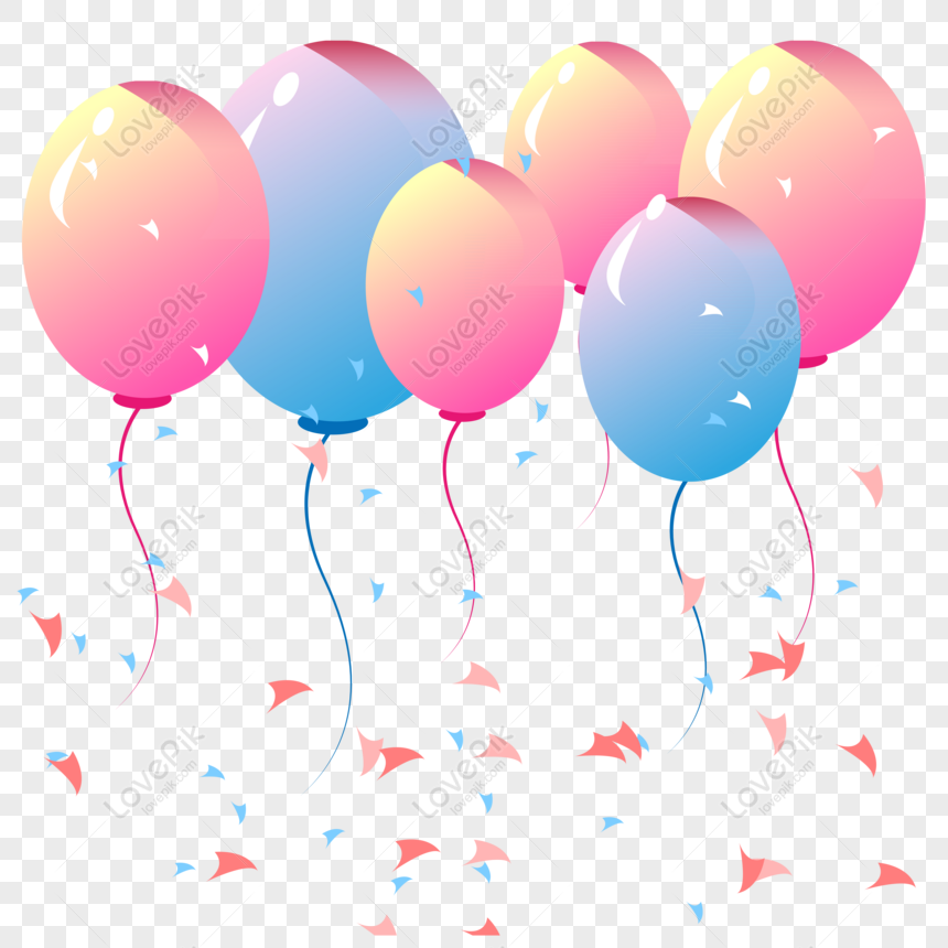 Free Romantic Cartoon Pink Blue Festive Balloon PNG Free Download PNG ...