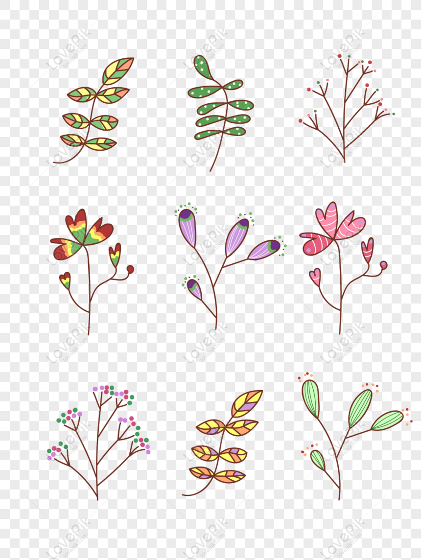 Gratis Bunga Yang Ditarik Tangan Kartun Lucu Vektor Tanaman Bunga