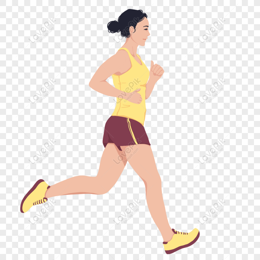 Material De Dibujado A Mano De Dibujos Animados Mujer Corriendo