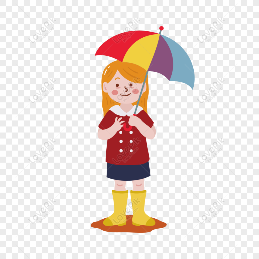 Free Flat Illustration Of Girl Illustrator Holding A Small Umb PNG ...