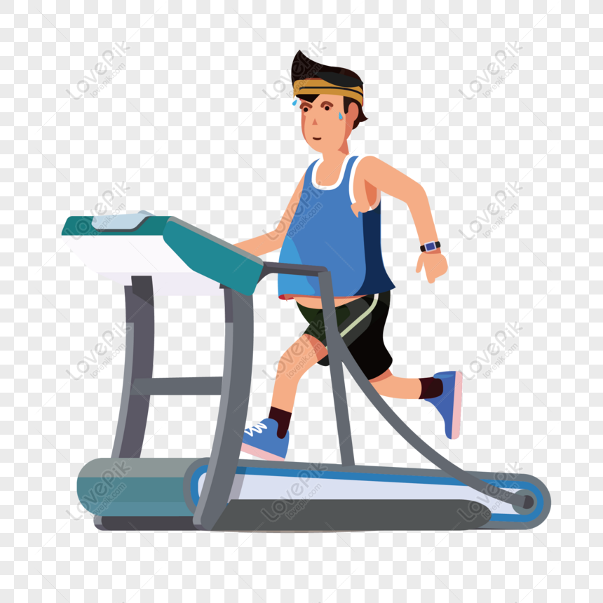 Treadmill exercise cartoon illustration vector free download