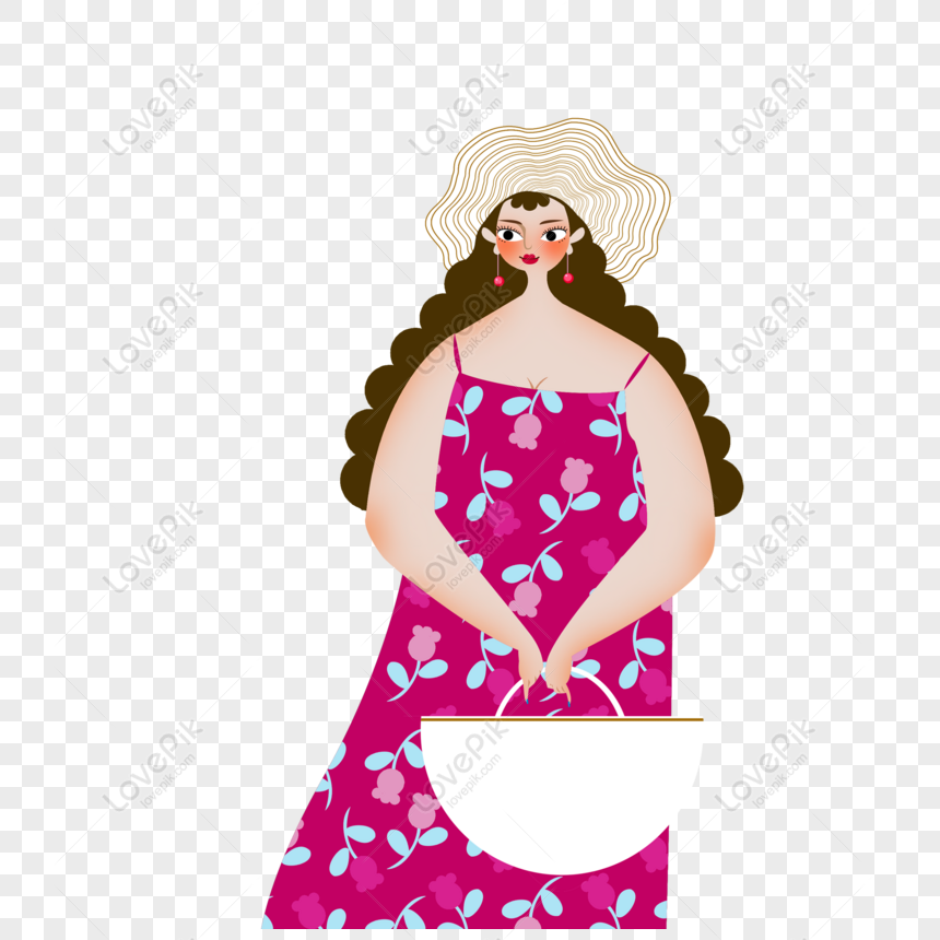 太った女性キャライラスト着て花柄のドレス Png Psd無料画像ダウンロード 素材サイズ00 00px Id Lovepik