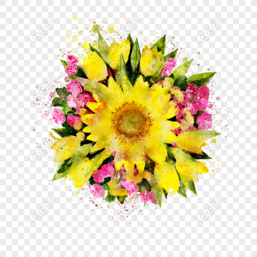 Free Hand Painted Watercolor Sunflower Flowers Elements PNG Hd Transparent  Image PNG & PSD image download - Lovepik