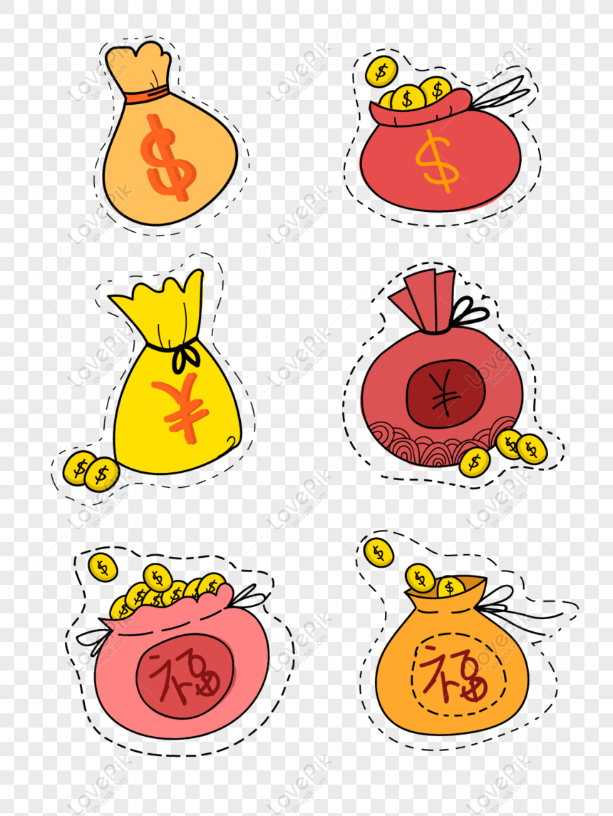 Gratis Kartun Lucu Dompet Uang Koin Emas Elemen Vektor Merah Kuning PNG AI Unduhan Gambar Ukuran 1024 1369px